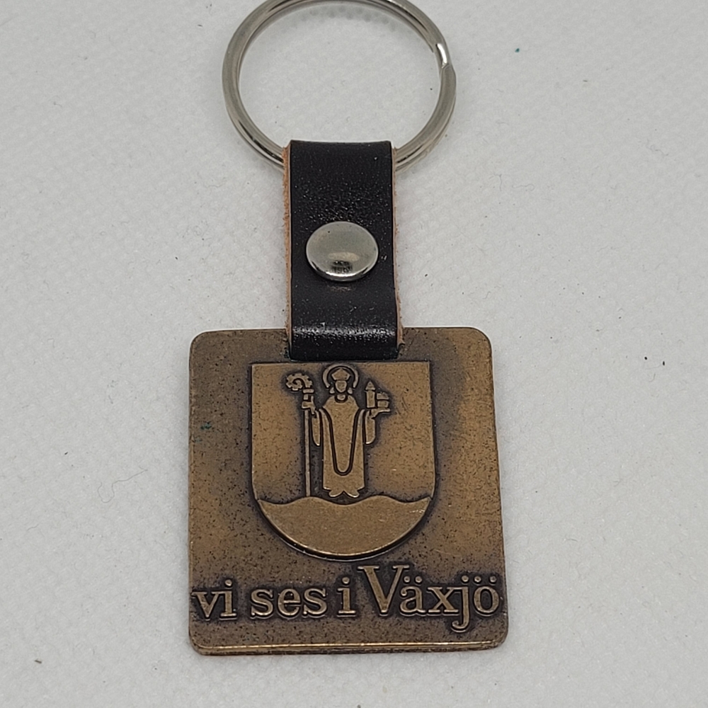 Vintage Swedish Brass Keychain Sporrong Vi Ses I Växjö Cathedral